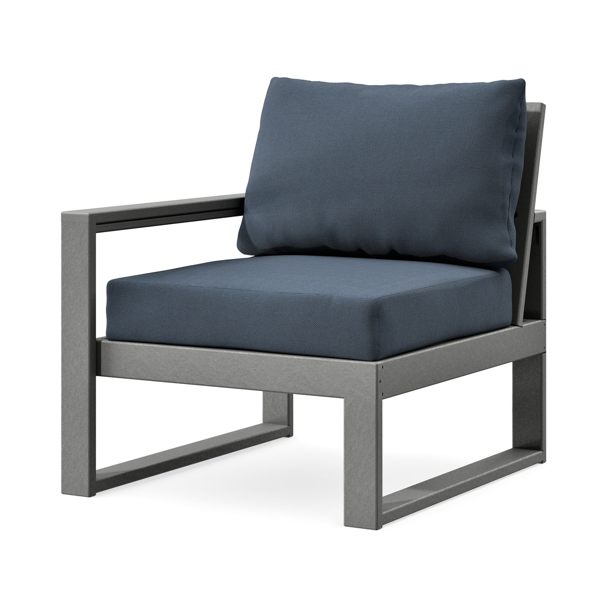 POLYWOOD EDGE Modular Left Arm Chair in Slate Grey / Marine Indigo