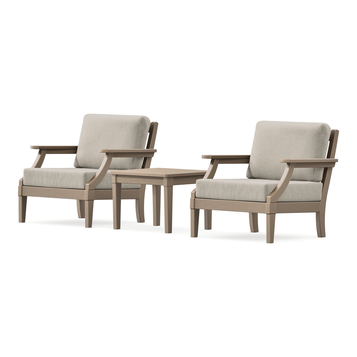 POLYWOOD PW Designer Series Estate 3-Piece Lounge Chair Set in Vintage Sahara / Cast Ash