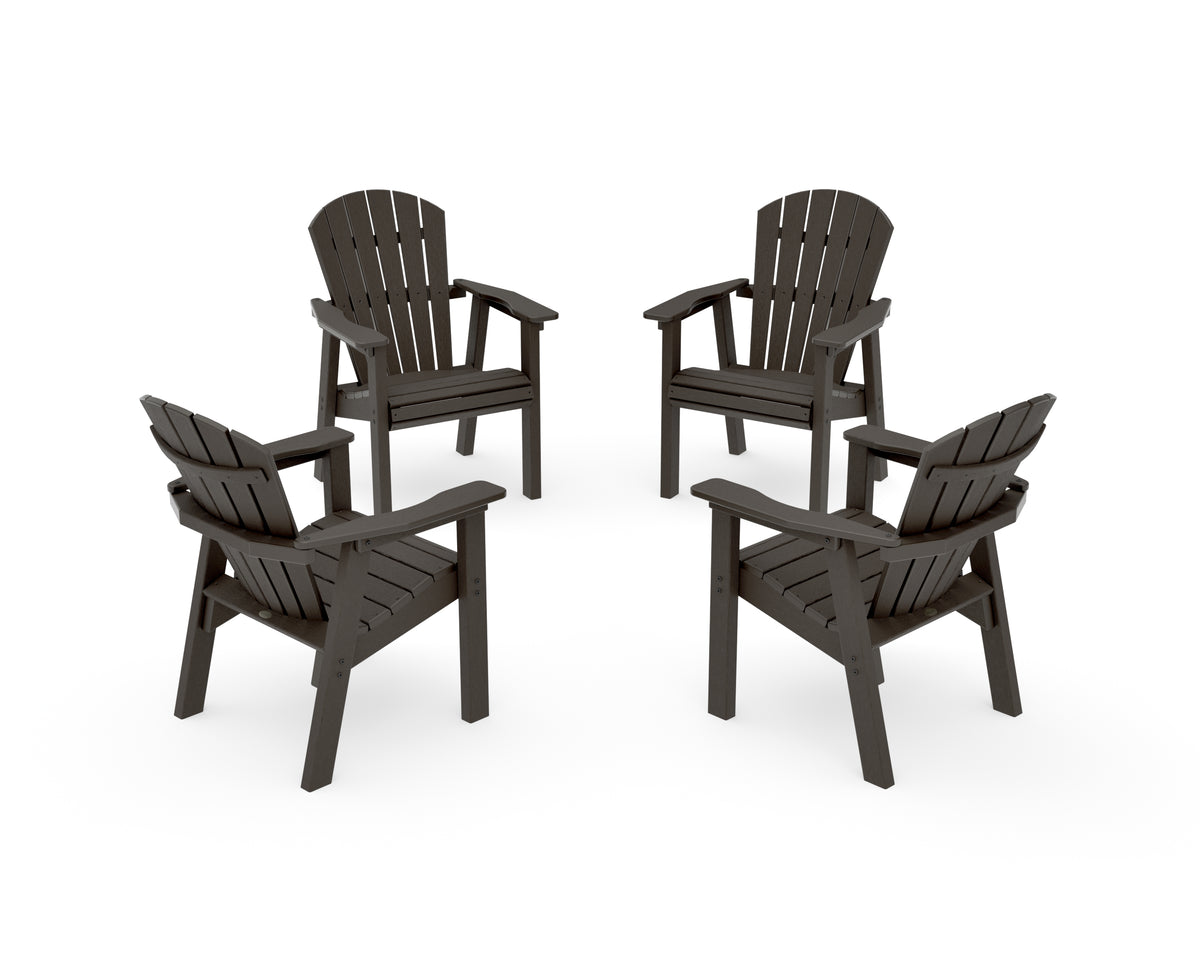 POLYWOOD Seashell 4-Piece Upright Adirondack Conversation Set in Vintage Coffee