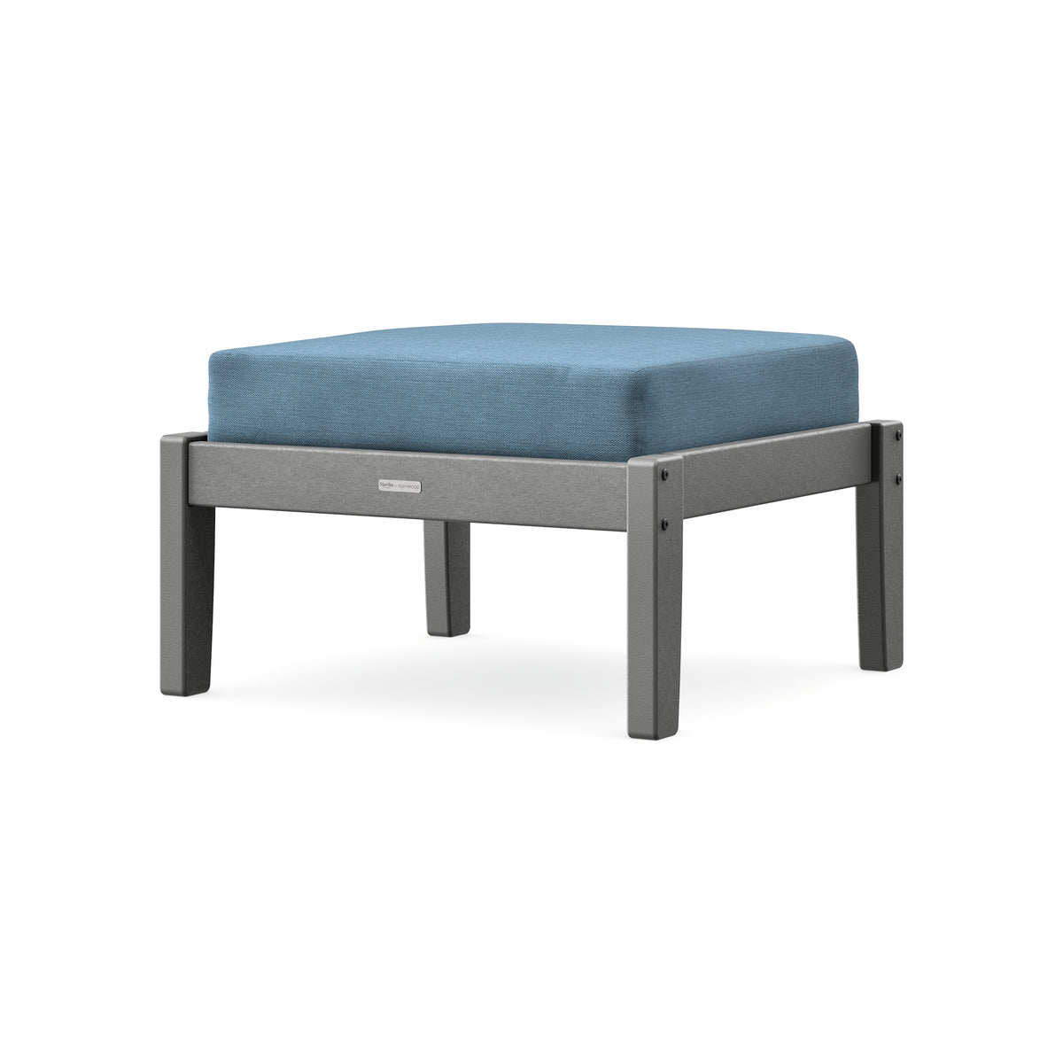 POLYWOOD Chinoiserie Deep Seating Ottoman in Slate Grey / Sky Blue