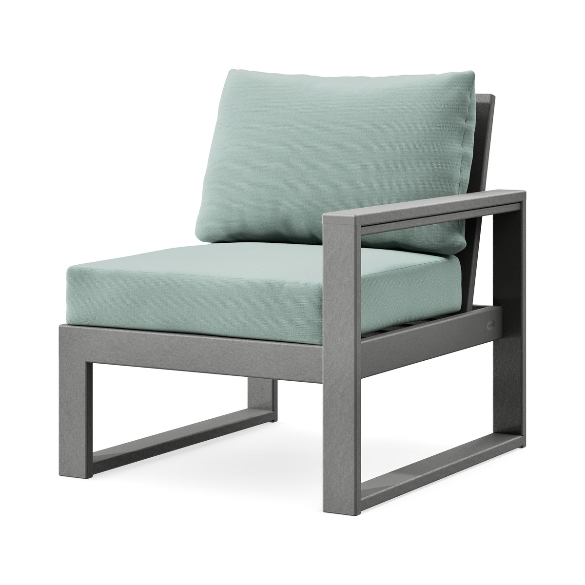 POLYWOOD EDGE Modular Right Arm Chair in Slate Grey / Spa
