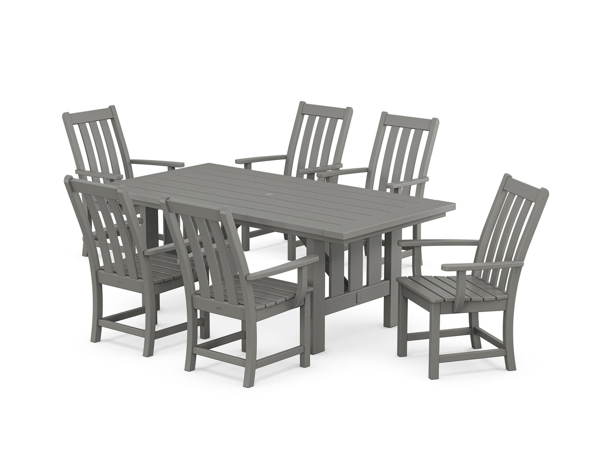 POLYWOOD Vineyard Arm Chair 7-Piece Mission Dining Set in Slate Grey