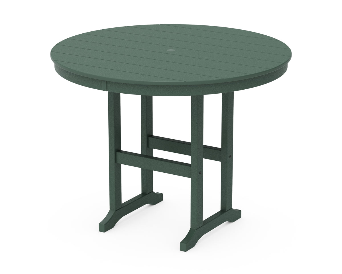 POLYWOOD 48" Round Farmhouse Counter Table in Green
