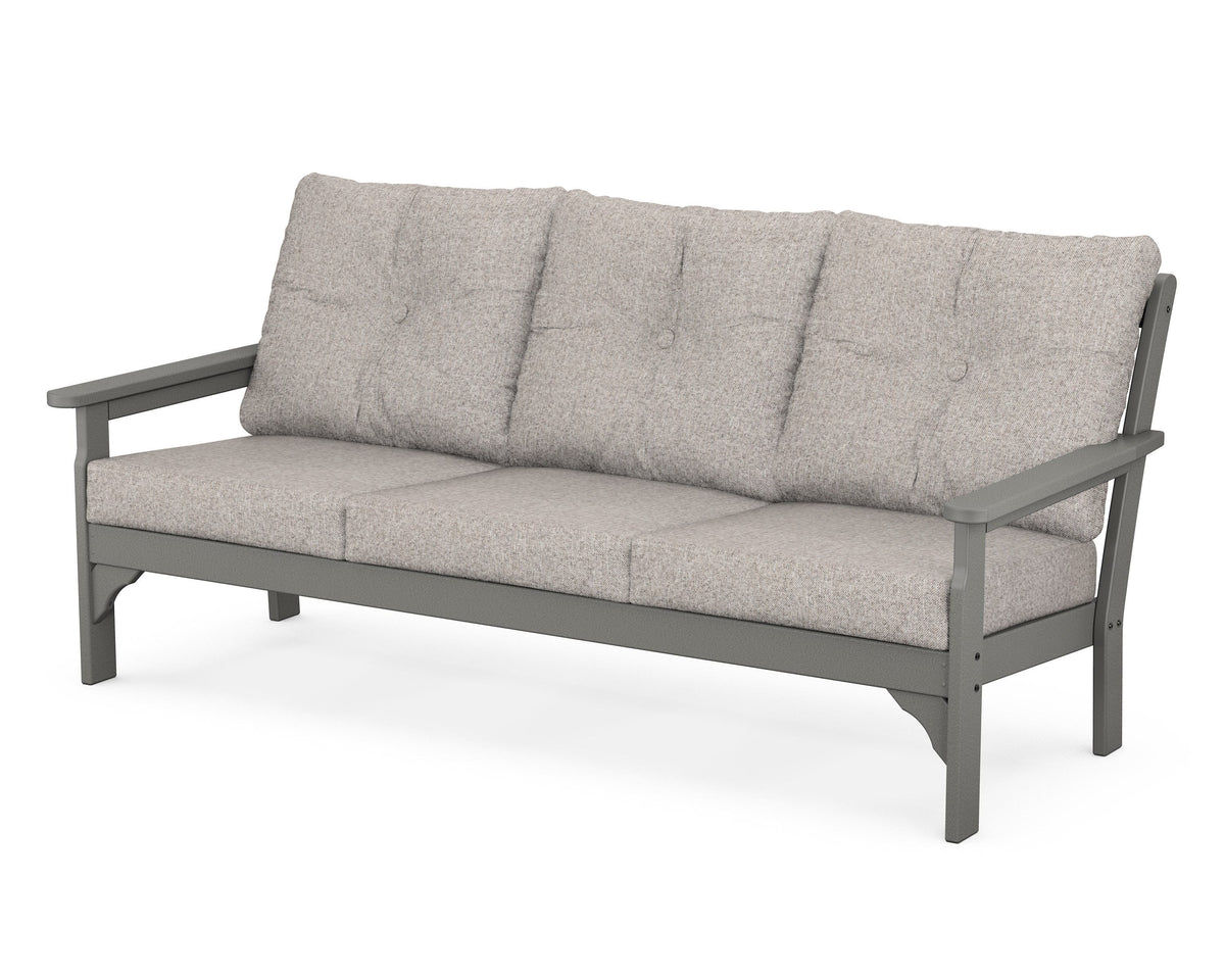 POLYWOOD Vineyard Deep Seating Sofa in Slate Grey / Weathered Tweed