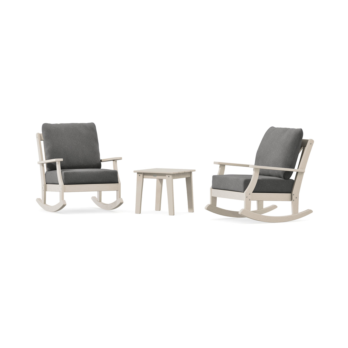POLYWOOD Braxton 3-Piece Deep Seating Rocker Set in Sand