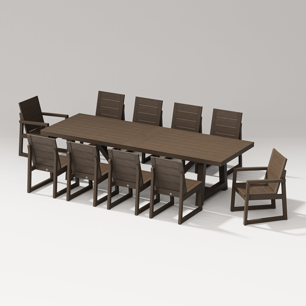 POLYWOOD PW Designer Series Elevate 11-Piece A-Frame Table Dining Set with PW Designer Series Elevate Dining Side Chair in Kona