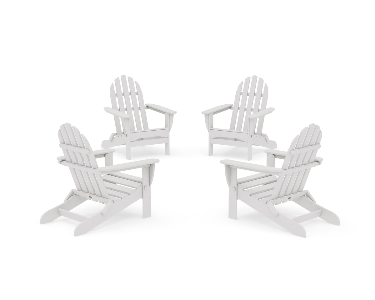 POLYWOOD 4-Piece Classic Folding Adirondack Conversation Set in Vintage White