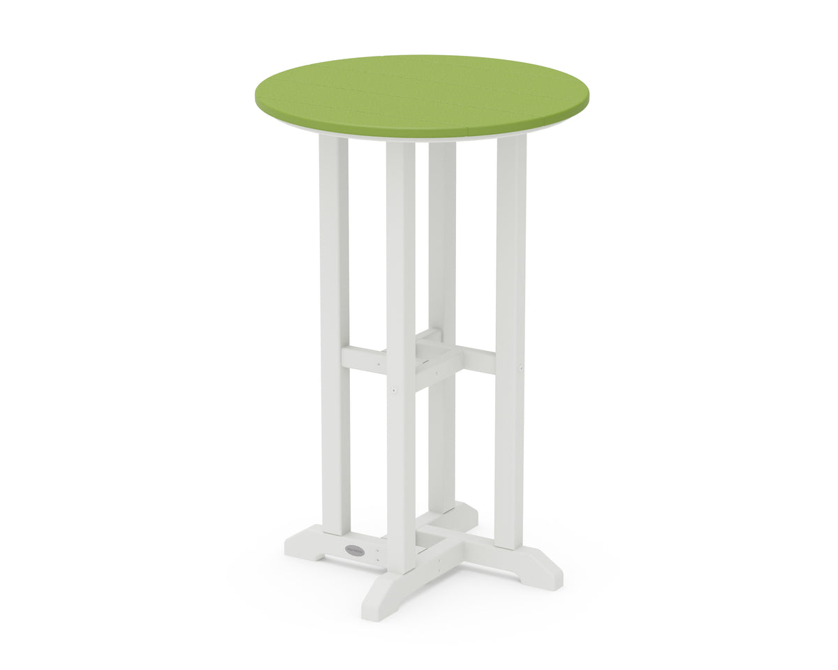 POLYWOOD Contempo 24" Round Counter Table in White / Lime