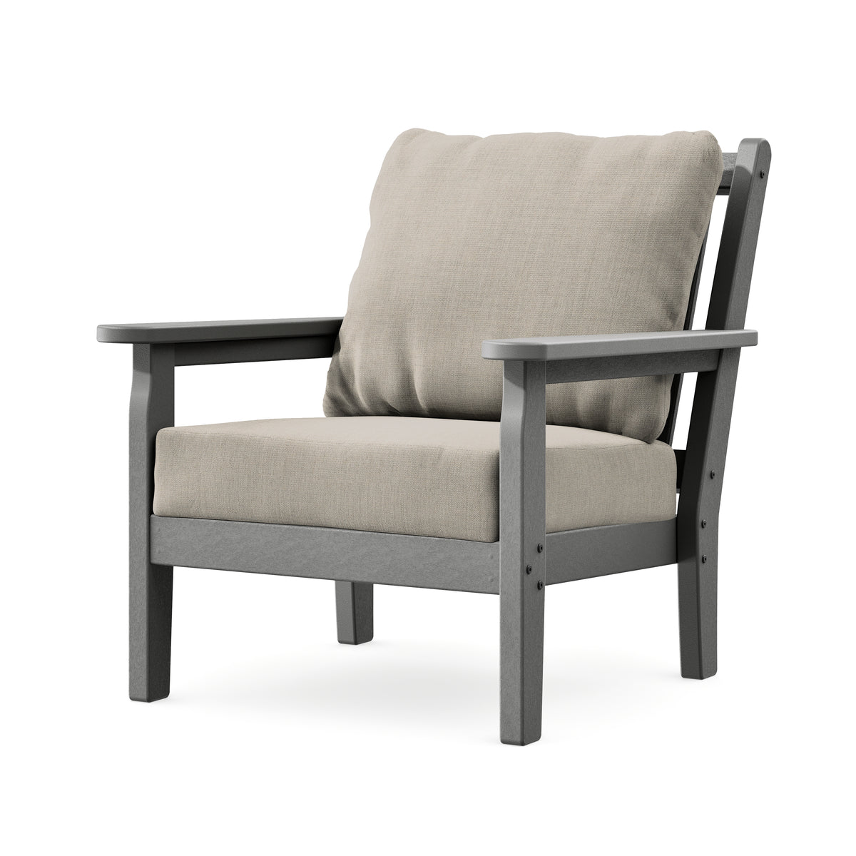 POLYWOOD Chippendale Deep Seating Chair in Slate Grey / Cast Ash