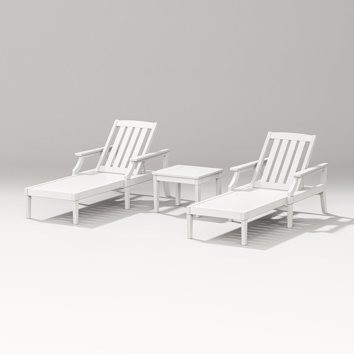POLYWOOD Estate 3-Piece Chaise Lounge Set in Vintage White