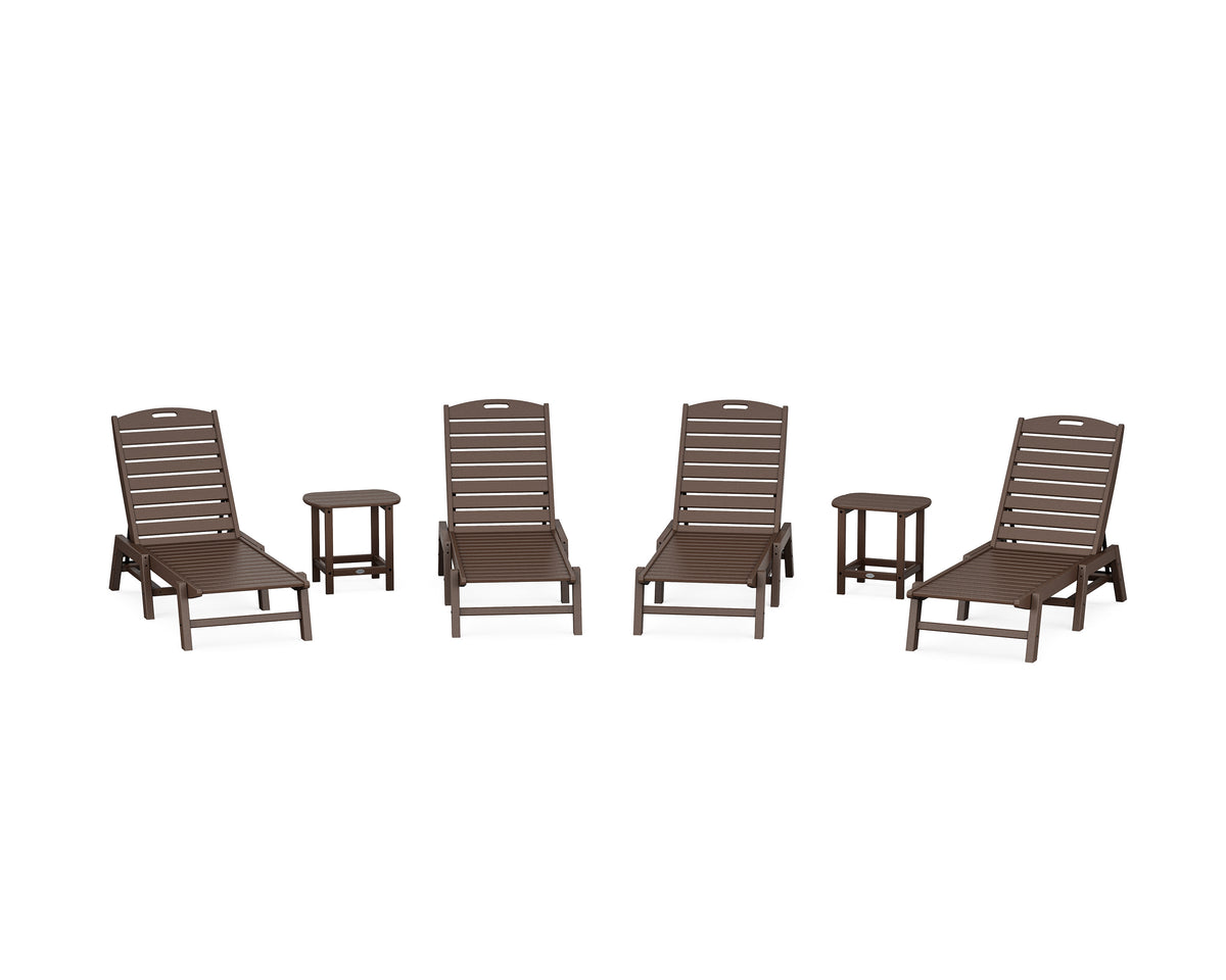 POLYWOOD Nautical Chaise 6-Piece Set in Mahogany