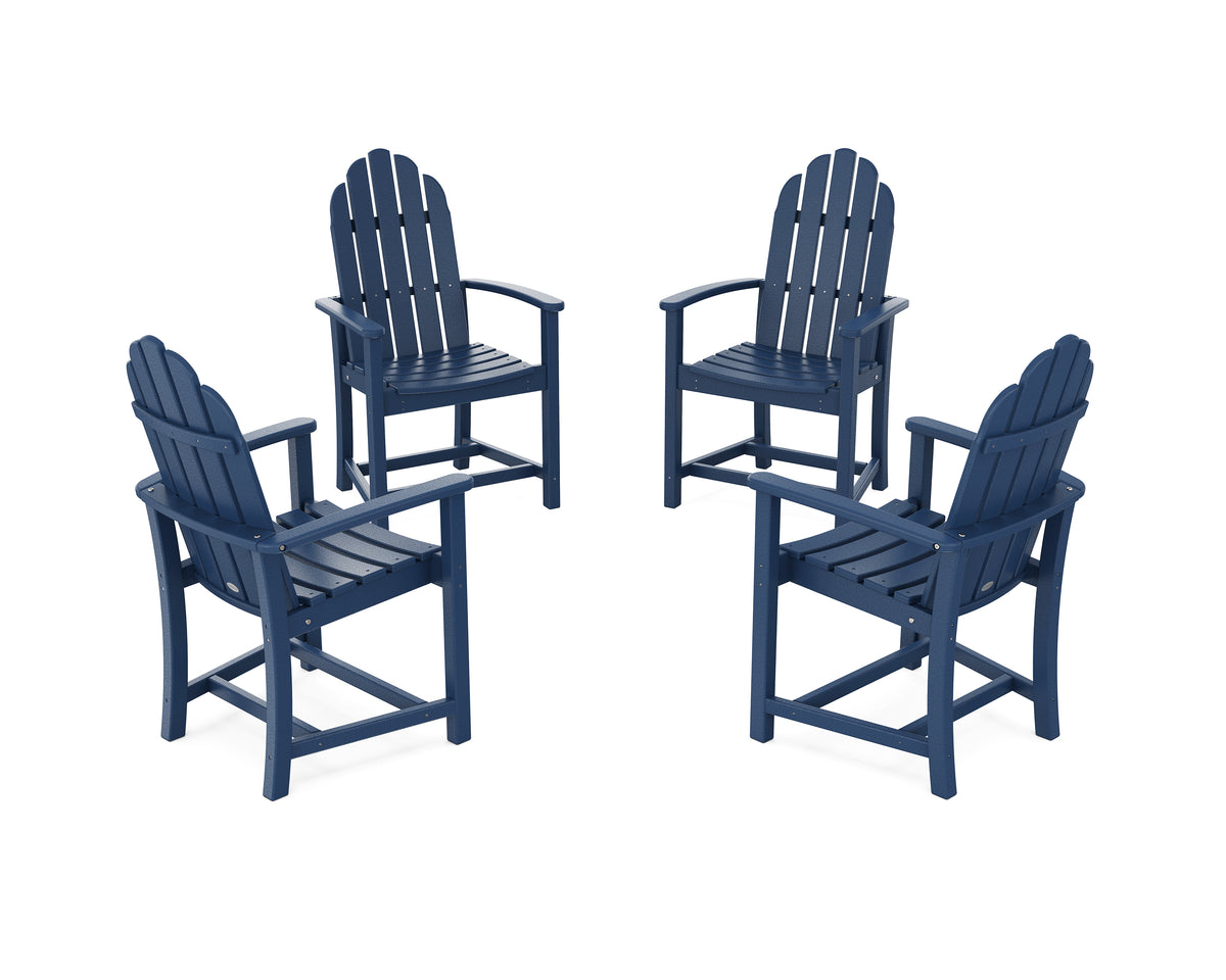 POLYWOOD Classic 4-Piece Upright Adirondack Conversation Set in Navy