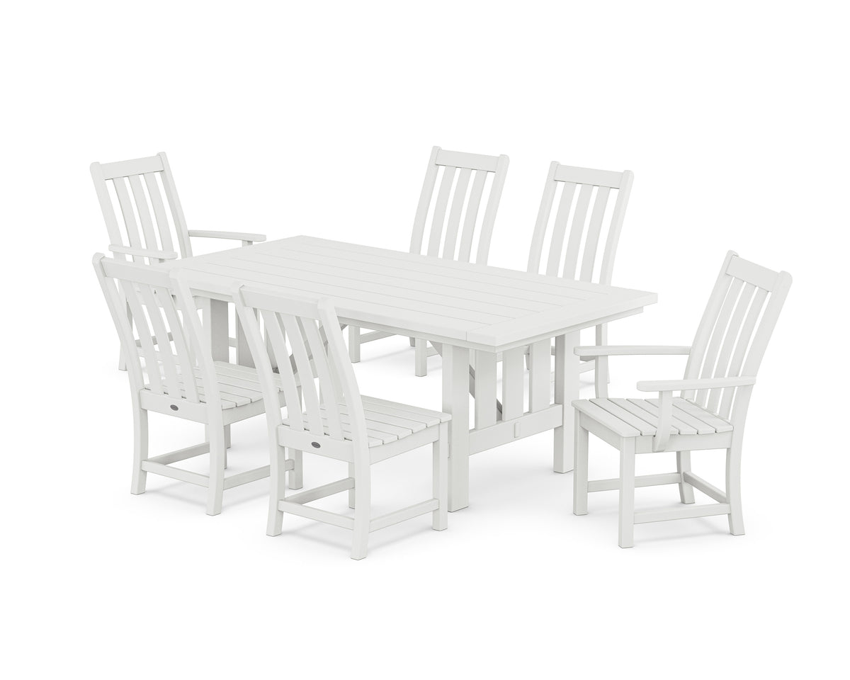 POLYWOOD Vineyard 7-Piece Dining Set with Mission Table in White