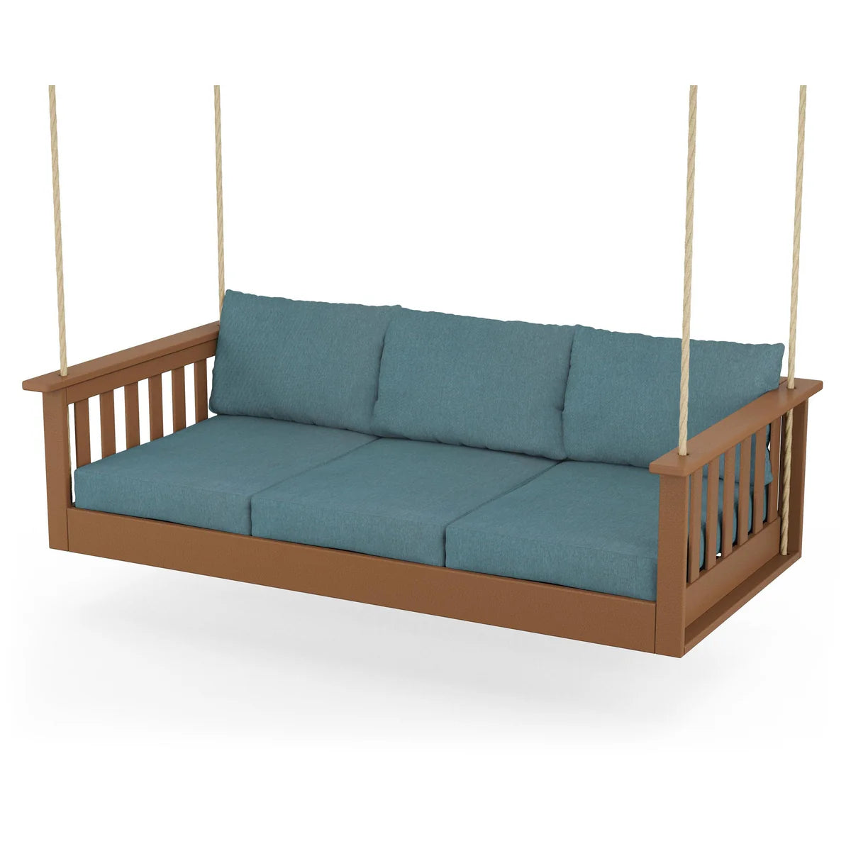 POLYWOOD Vineyard Daybed Swing in Teak / Ocean Teal
