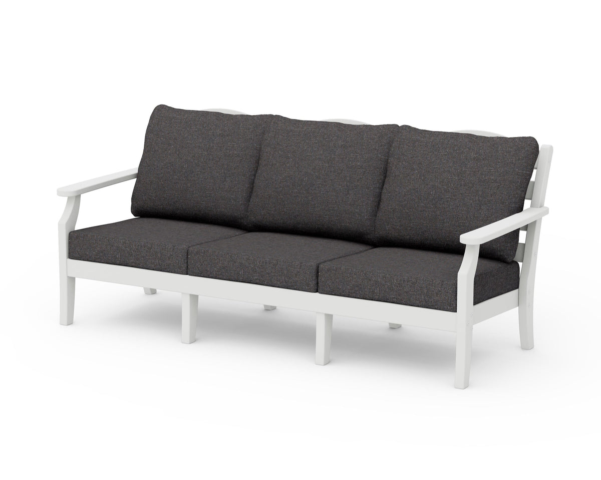 POLYWOOD Savannah Deep Seating Sofa in Vintage White / Ash Charcoal
