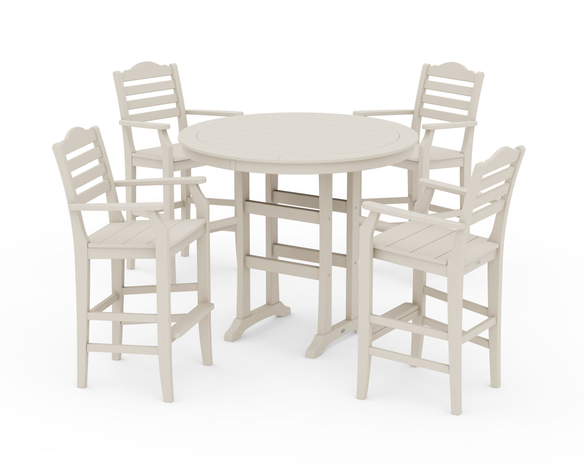 POLYWOOD Savannah 5-Piece Round Bar Set in Sand