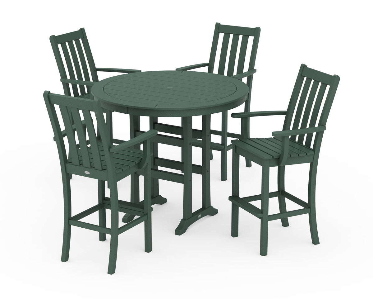 POLYWOOD Vineyard 5-Piece Round Bar Set in Green