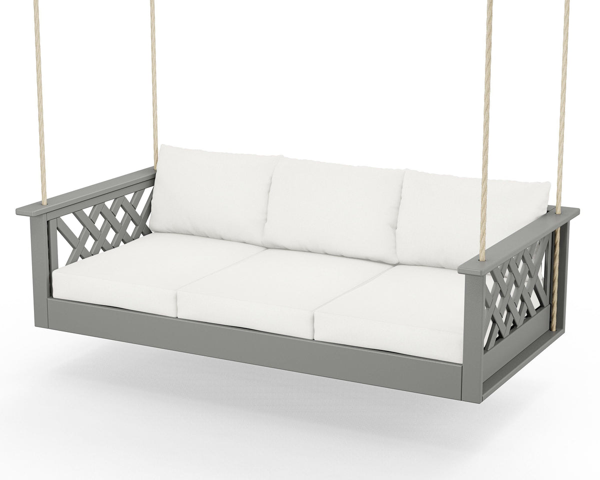 POLYWOOD Wovendale Daybed Swing in Slate Grey / Natural Linen