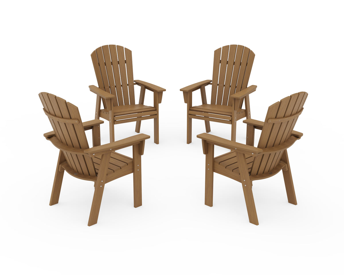 POLYWOOD Nautical 4-Piece Curveback Upright Adirondack Conversation Set in Natural