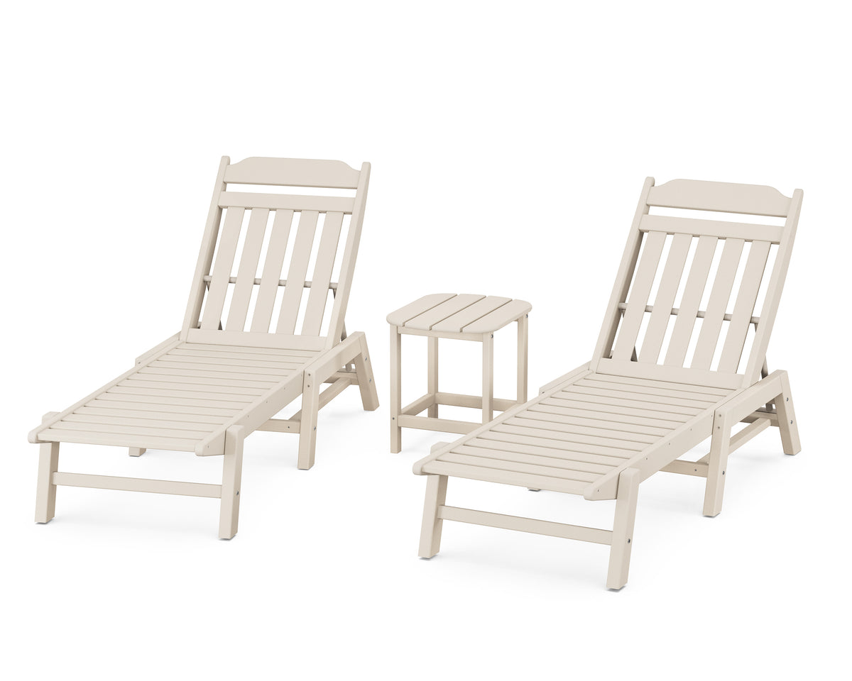 POLYWOOD Cottage 3-Piece Chaise Set in Sand