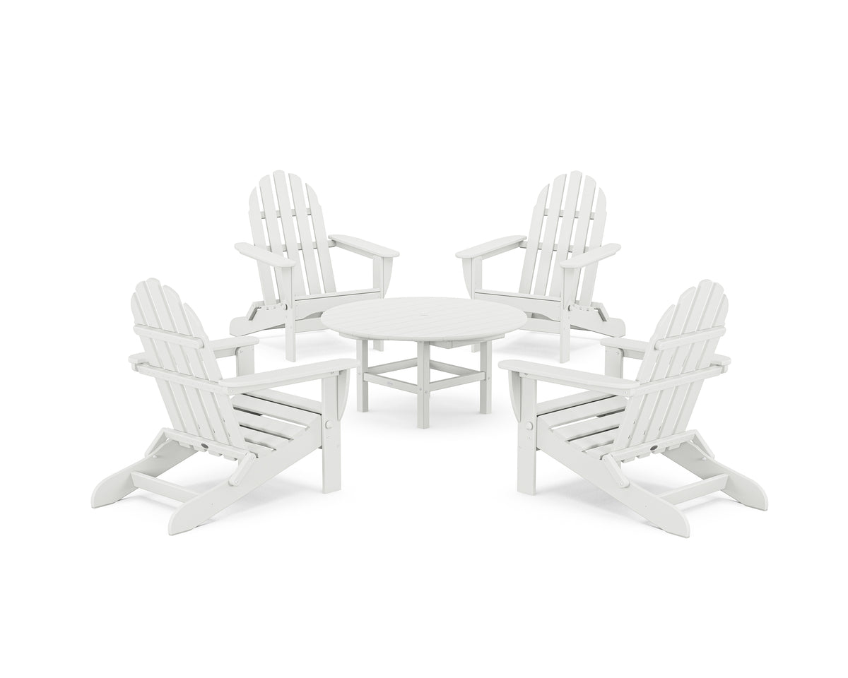 POLYWOOD Classic Folding Adirondack 5-Piece Conversation Group in White