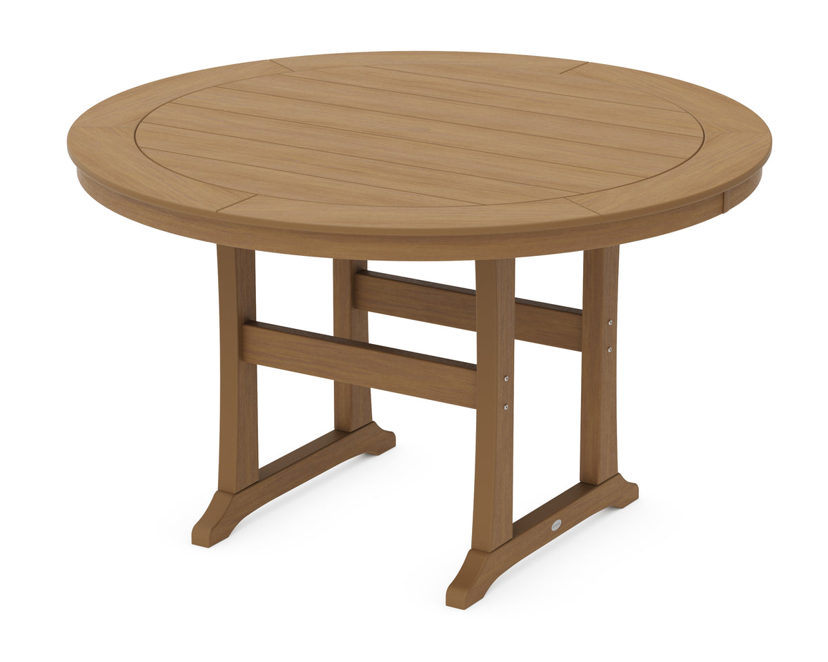 POLYWOOD Nautical Trestle 60" Round Counter Table in Natural