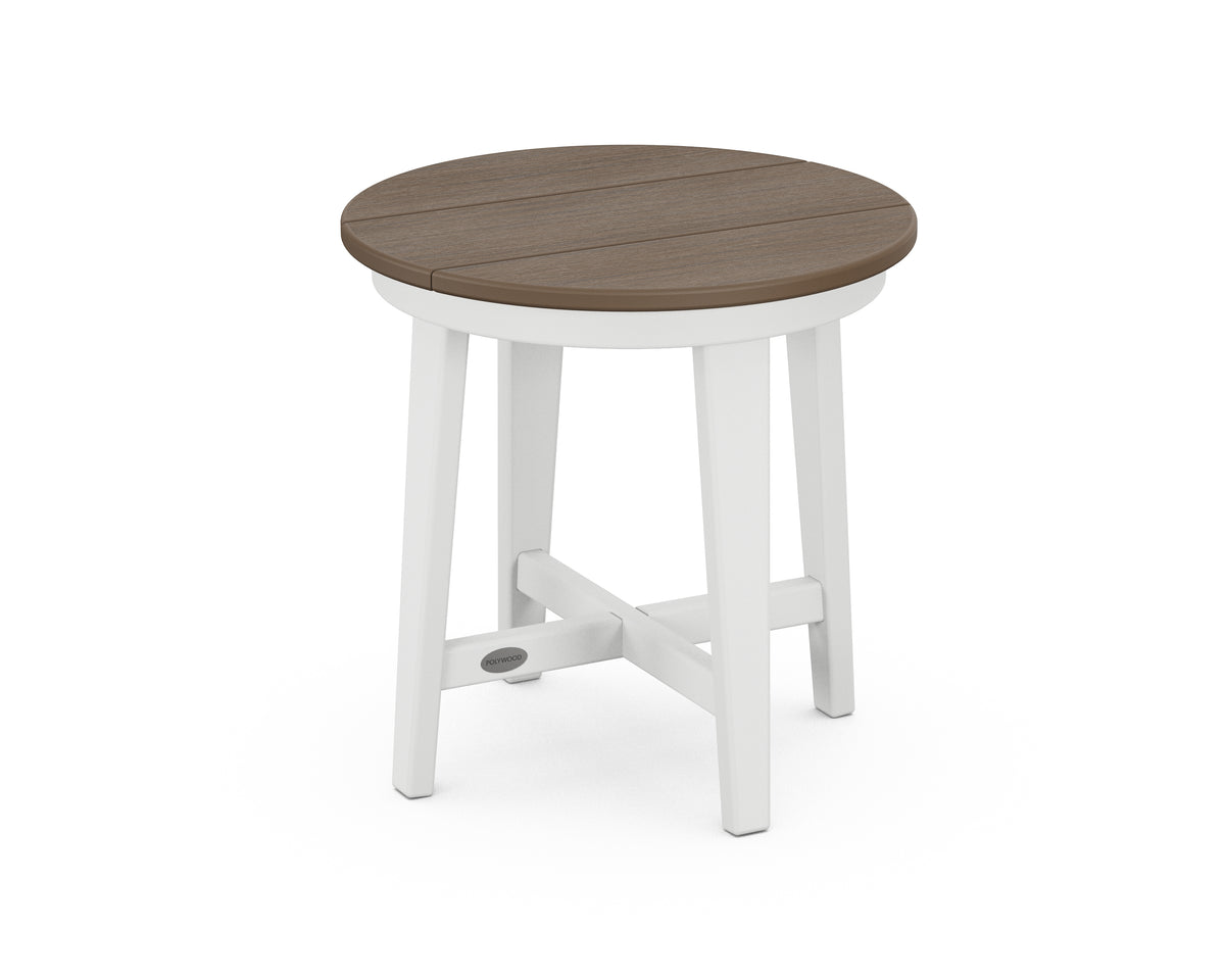 POLYWOOD Newport 19" Round End Table in White / Kona