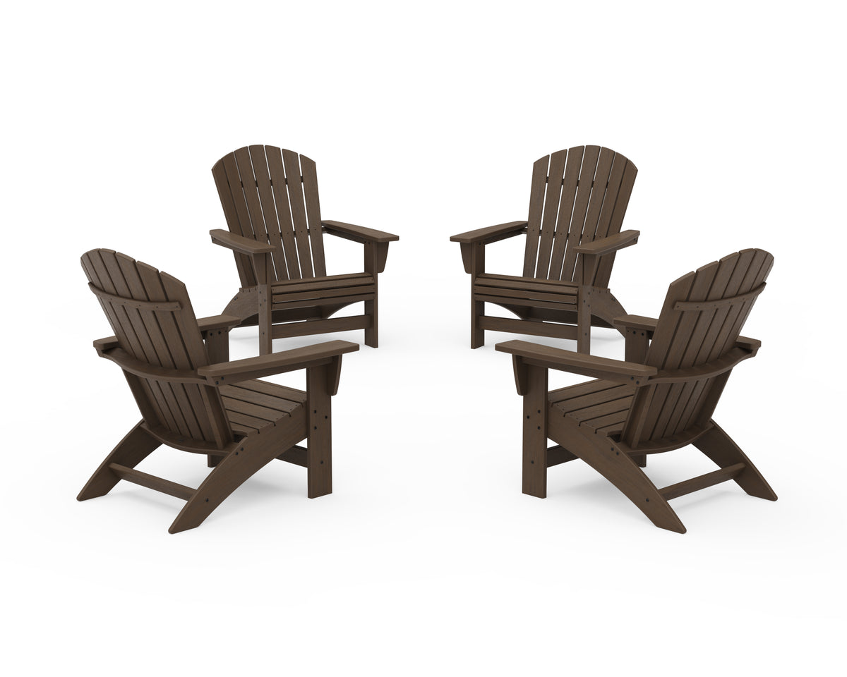 POLYWOOD 4-Piece Nautical Grand Adirondack Chair Conversation Set in Kona