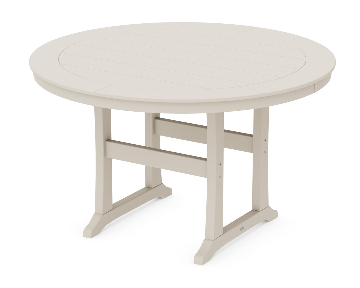 POLYWOOD Nautical Trestle 60" Round Counter Table in Sand