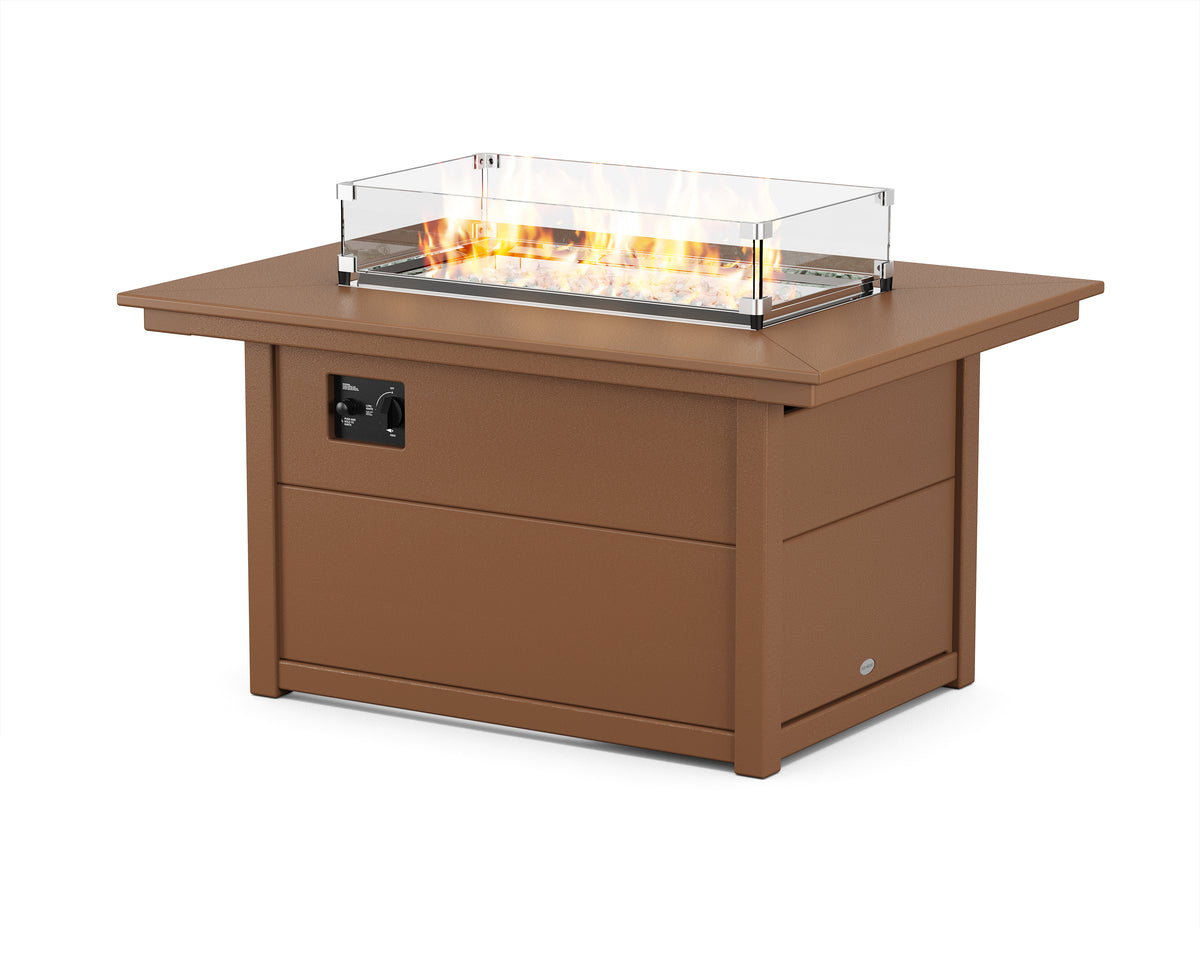 POLYWOOD Rectangle 34"x46" Fire Pit Table in Teak
