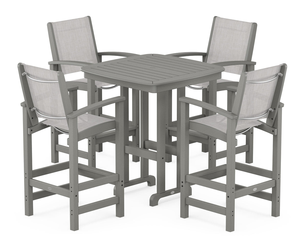 POLYWOOD Coastal 5-Piece Bar Set in Slate Grey / Parchment