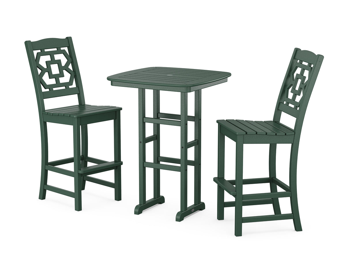POLYWOOD Chinoiserie 3-Piece Bar Set in Green