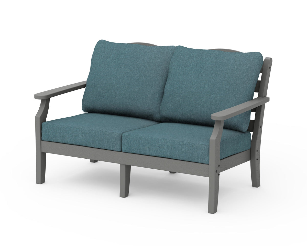 POLYWOOD Savannah Deep Seating Loveseat in Slate Grey / Ocean Teal