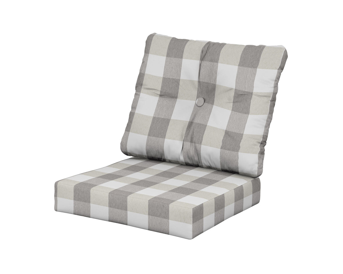 POLYWOOD Vineyard Seat/Back Cushion in Buffalo Plaid Grey Mist