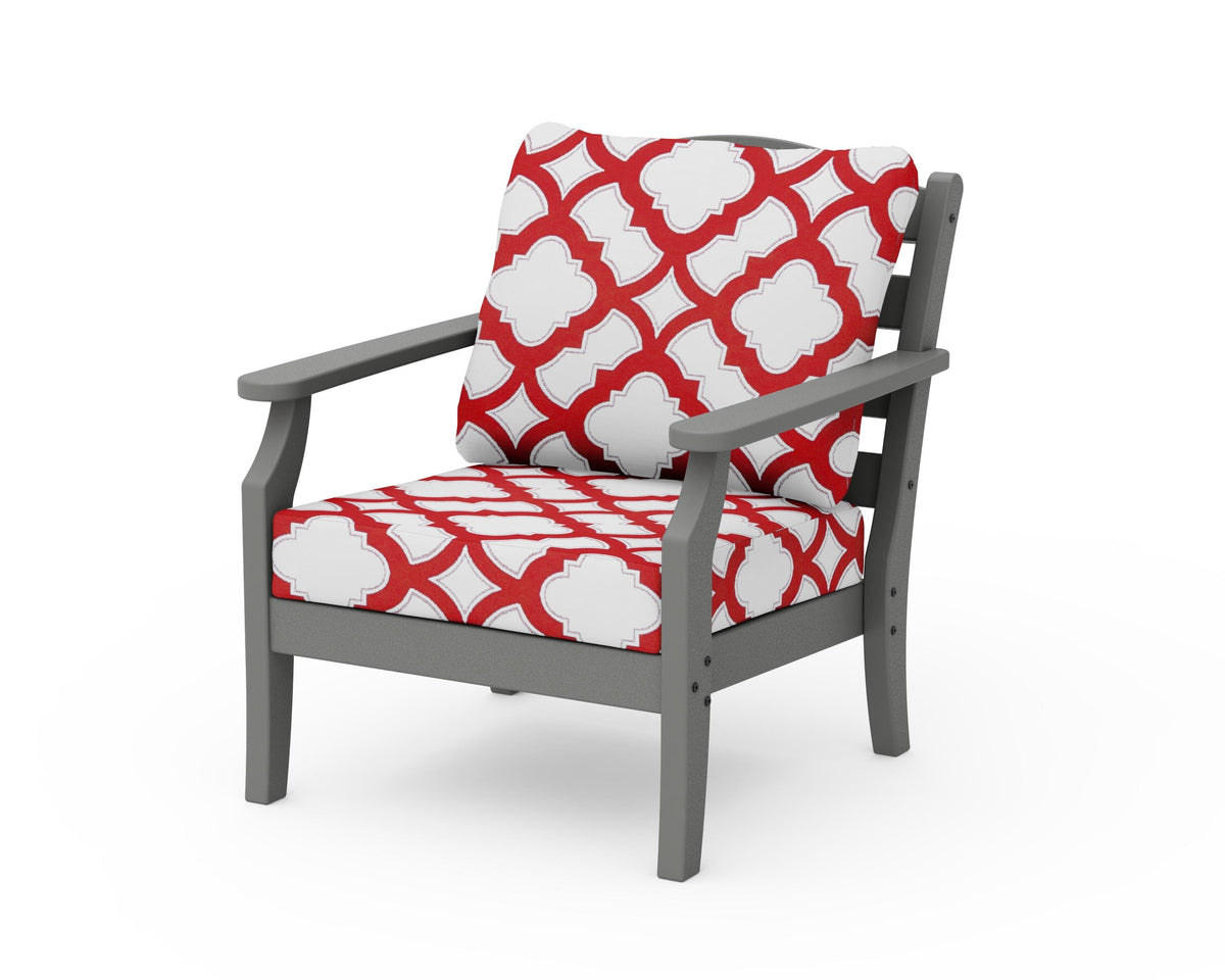 POLYWOOD Savannah Deep Seating Chair in Slate Grey / Trellis Crimson