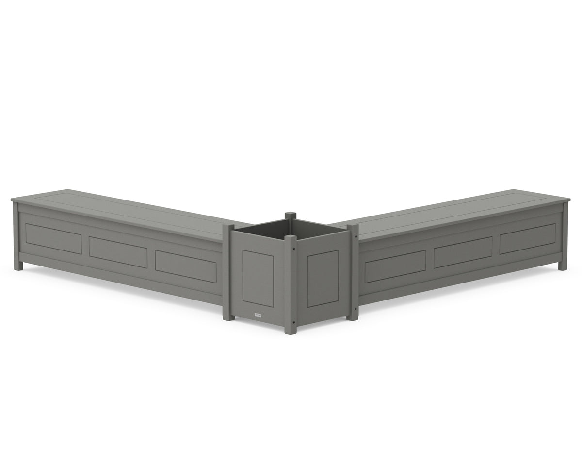 POLYWOOD 72" Country Living L-Shaped Planter Storage Bench Set - Large in Slate Grey
