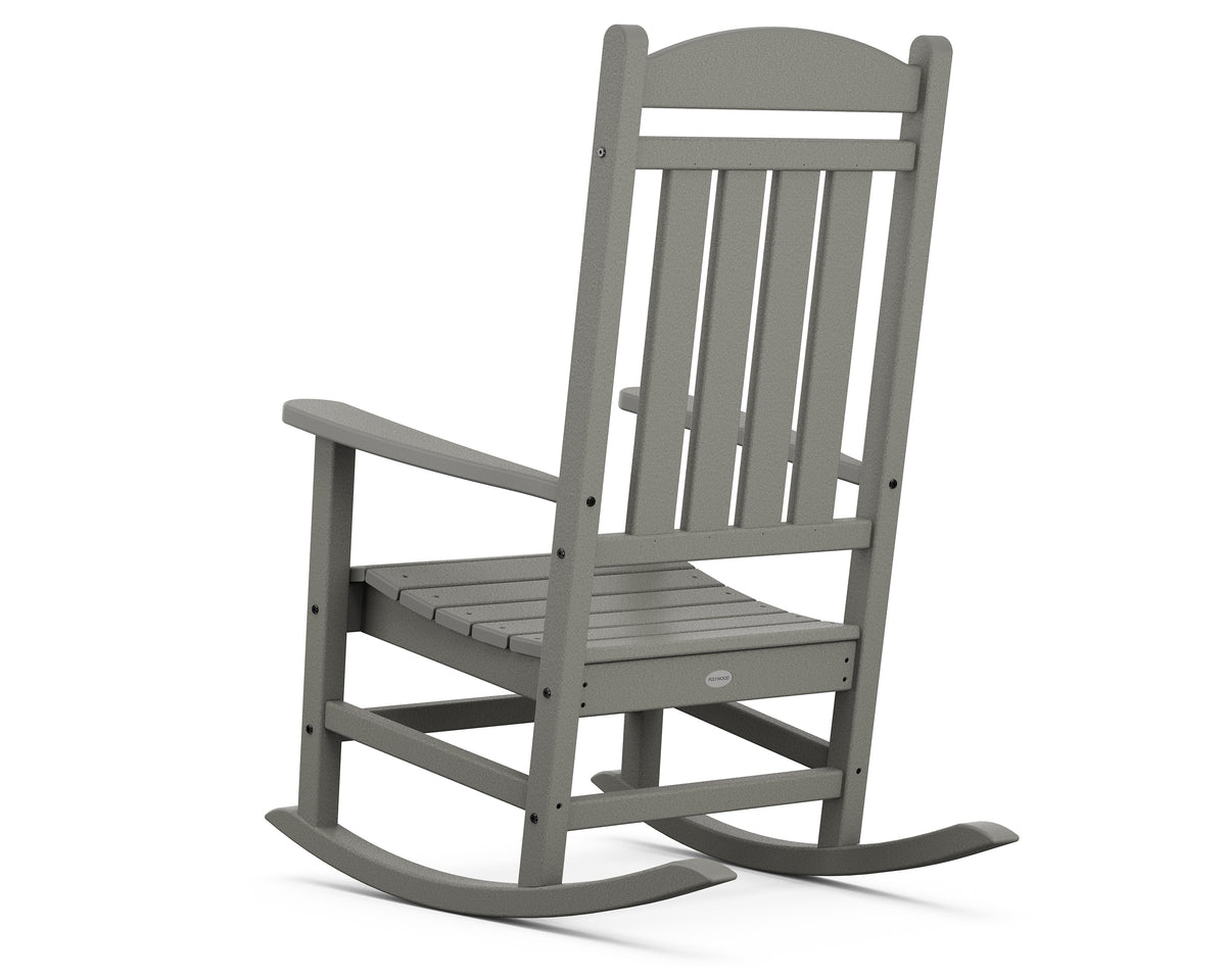 Angled view of the POLYWOOD Presidential Rocking Chair in Slate Grey