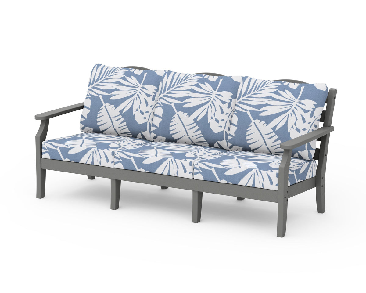 POLYWOOD Savannah Deep Seating Sofa in Slate Grey / Leaf Sky Blue