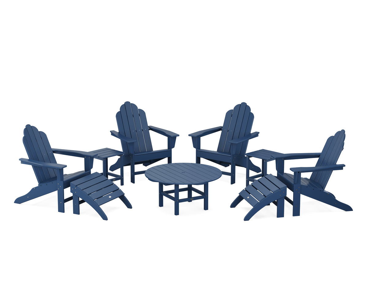POLYWOOD Long Island Adirondack 9-Piece Conversation Group in Navy