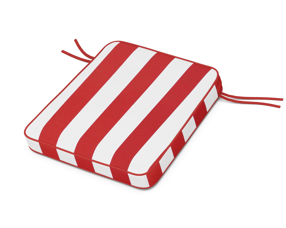 POLYWOOD Chinoiserie Rocker Seat Cushion in Cabana Stripe Crimson