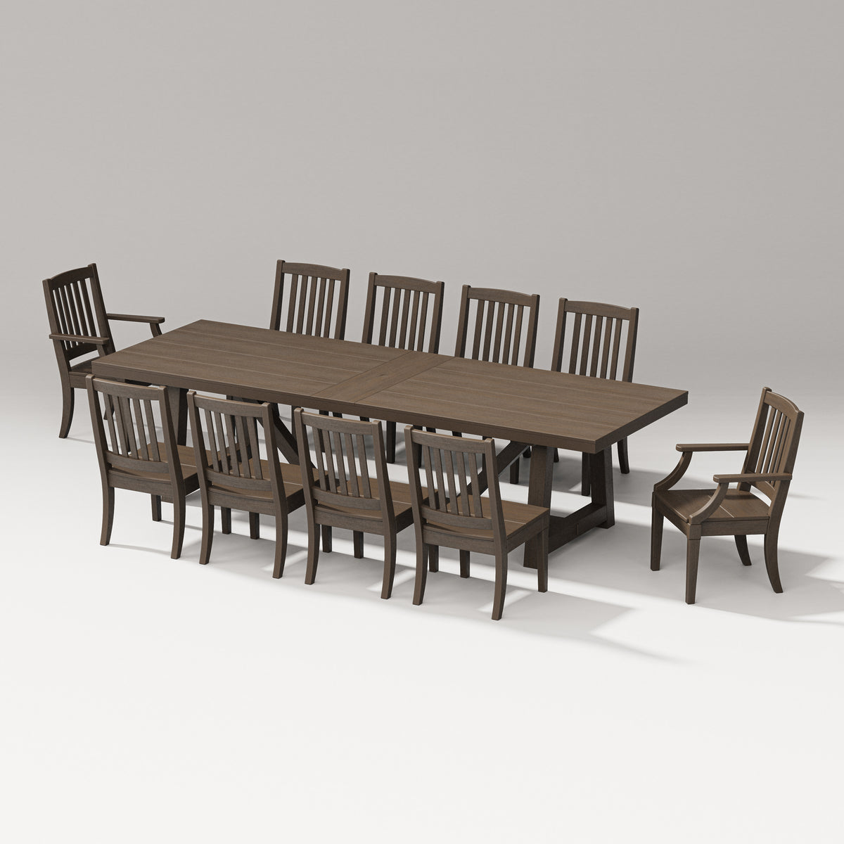 POLYWOOD Estate 11-Piece A-Frame Table Dining Set - 120" Table in Kona