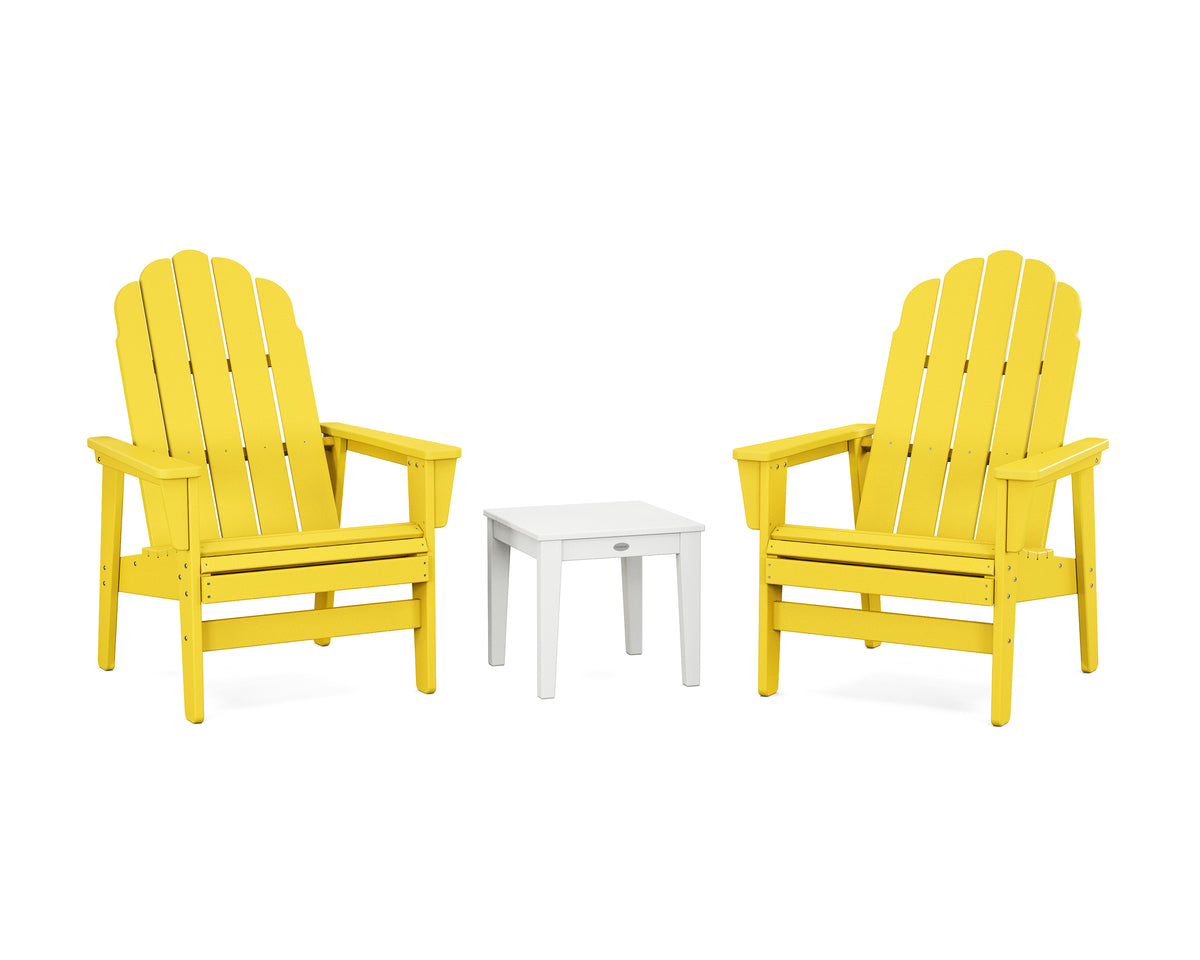 POLYWOOD 3-Piece Vineyard Grand Upright Adirondack Set in Lemon / White
