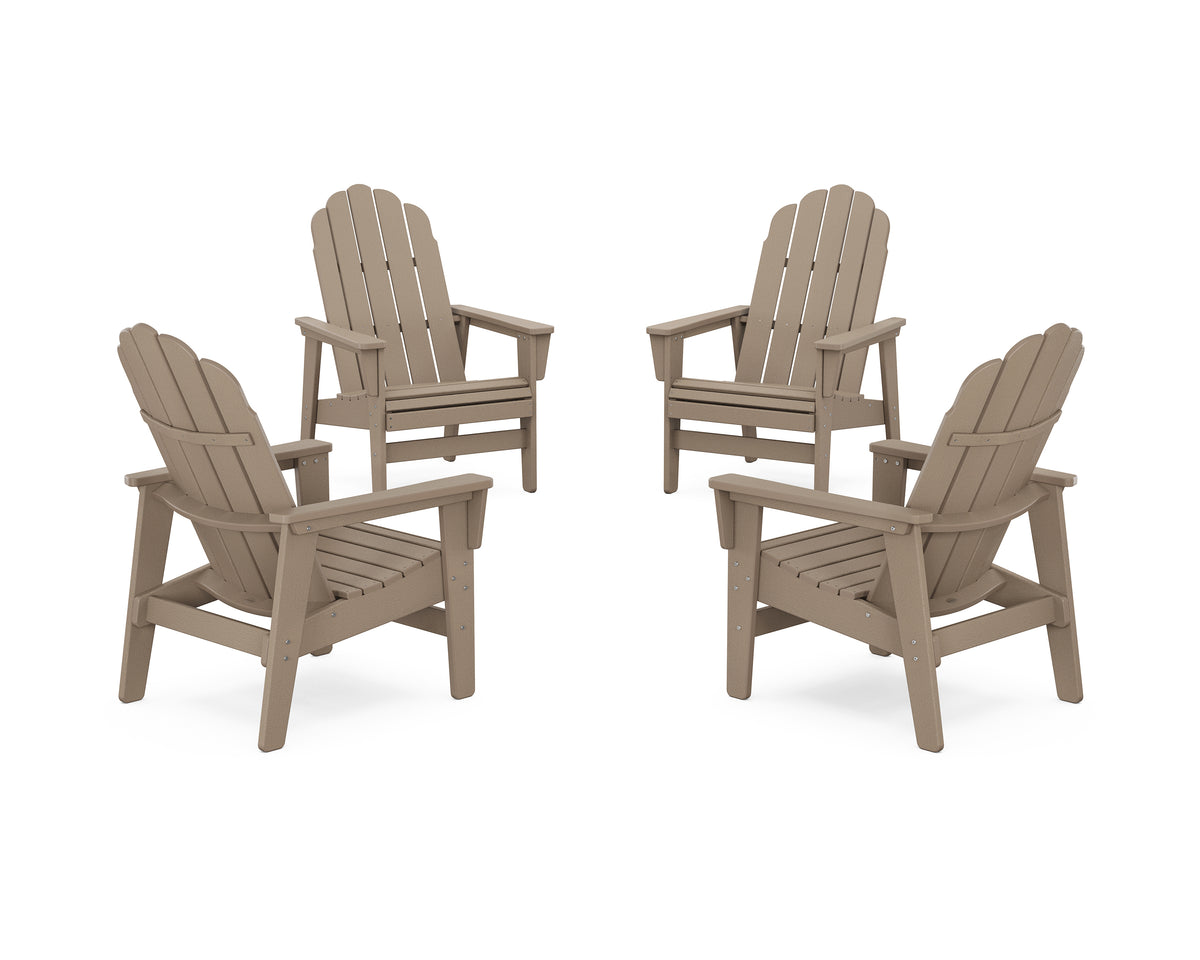 POLYWOOD 4-Piece Vineyard Grand Upright Adirondack Chair Conversation Set in Vintage Sahara