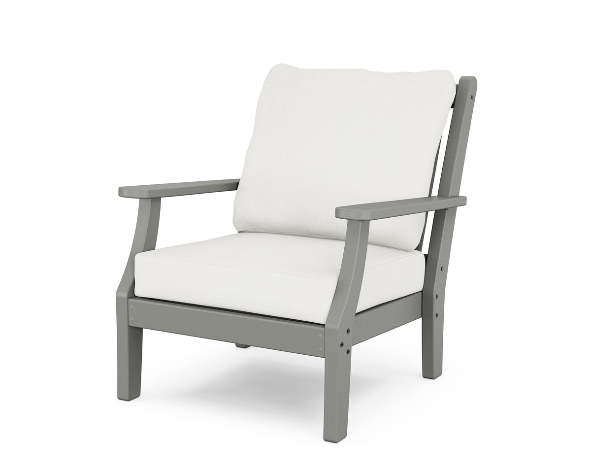 POLYWOOD Wovendale Deep Seating Chair in Slate Grey / Natural Linen