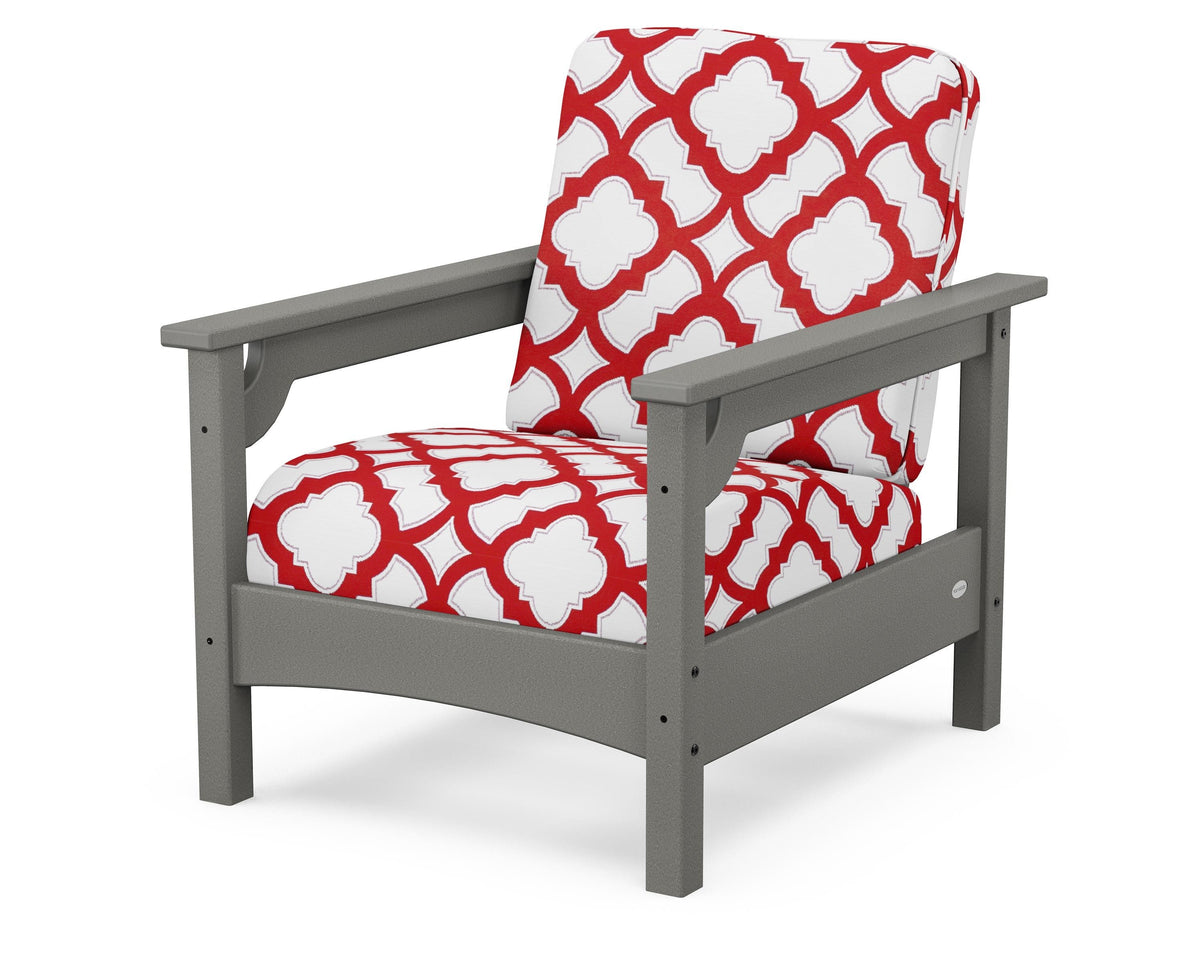 POLYWOOD Club Chair in Slate Grey / Trellis Crimson
