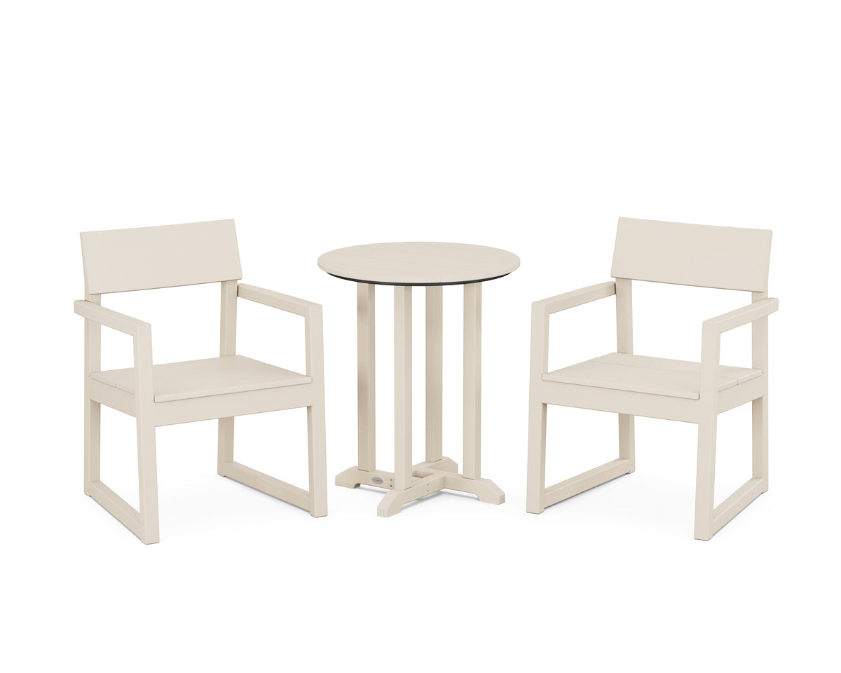 POLYWOOD EDGE 3-Piece Round Bistro Dining Set in Sand
