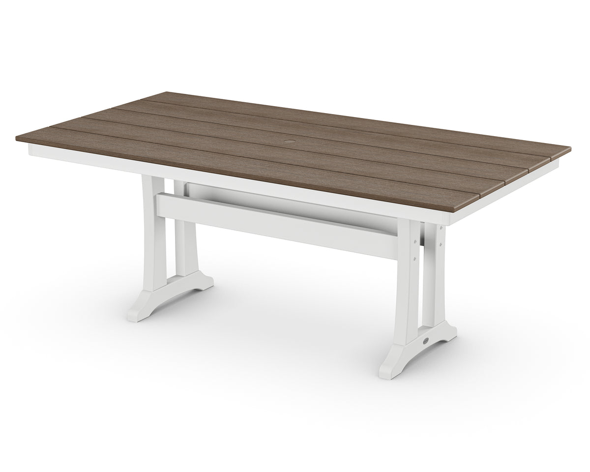 POLYWOOD Farmhouse Trestle 37" x 72" Dining Table in White / Kona