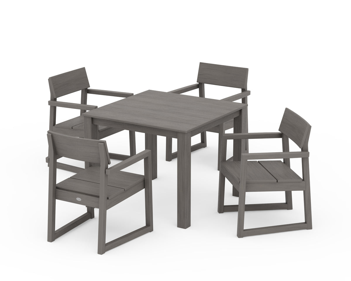 POLYWOOD EDGE 5-Piece Parsons Dining Set in Driftwood