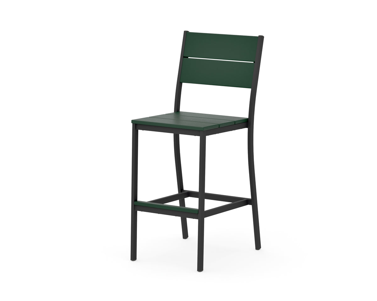 POLYWOOD Main Street Bar Side Chair in Black / Green