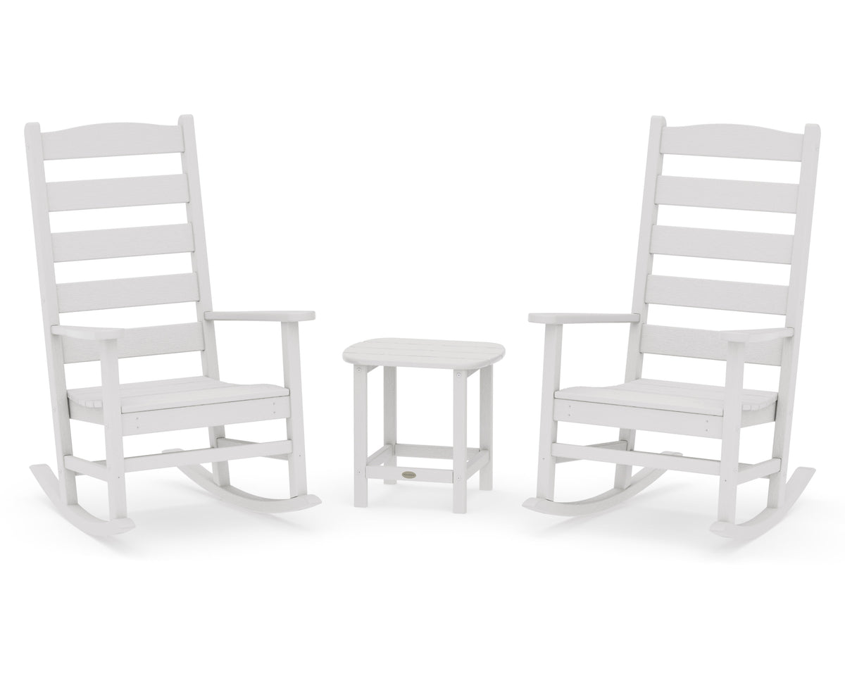 POLYWOOD Shaker 3-Piece Porch Rocking Chair Set in Vintage White